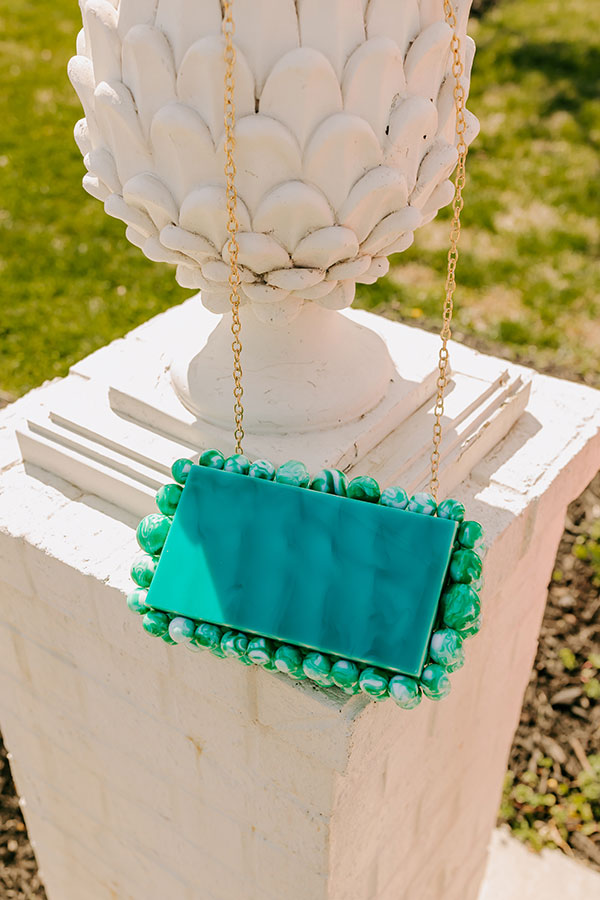 Cava Acrylic Clutch in Turquoise