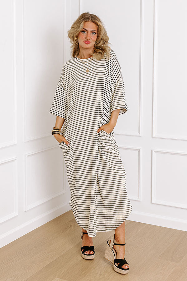 Beach Day Terry Cloth Stripe Maxi in Cream Image - 2