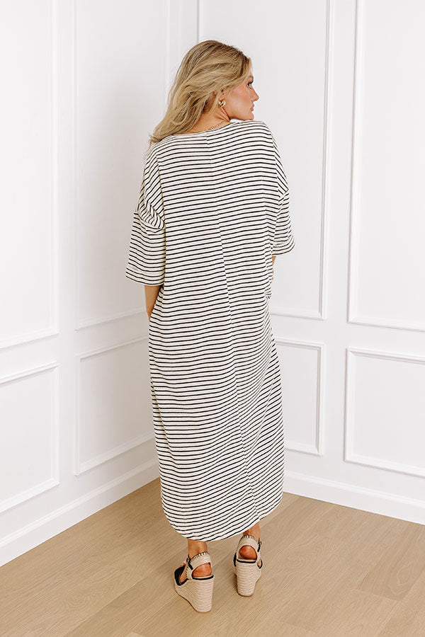 Beach Day Terry Cloth Stripe Maxi in Cream Image - 4