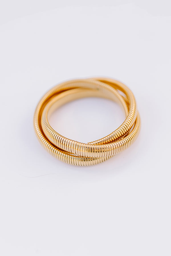 Gold Twisted Cobra Bangle Bracelets