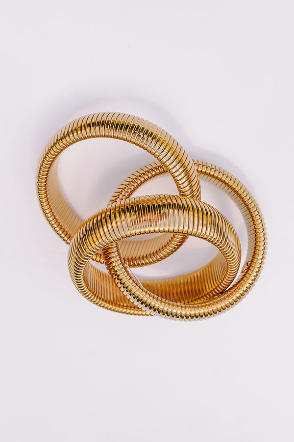 Large Gold Twisted Cobra Bangle Bracelets
