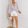 Botanical Bliss Satin Shift Top in Lavender Image - 1
