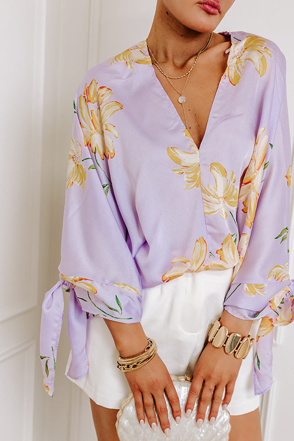 Botanical Bliss Satin Shift Top in Lavender Image - 2