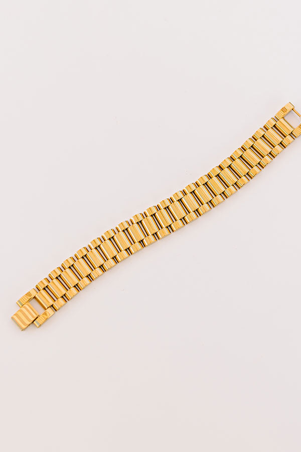 Large Watchband Bracelet in Gold