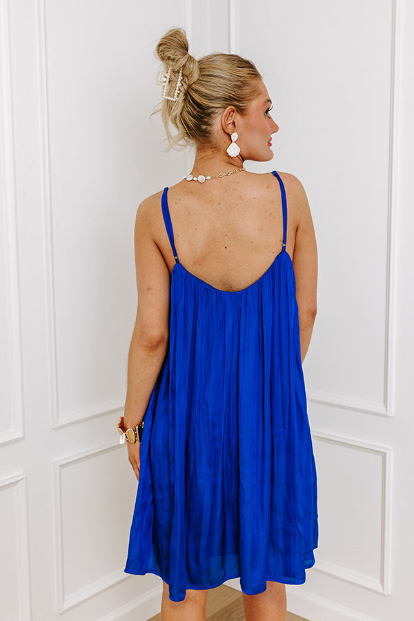 Out On The Town Satin Mini Dress in Royal Blue Image - 2