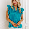 Margarita Happy Hour Satin Top in Turquoise Image - 1