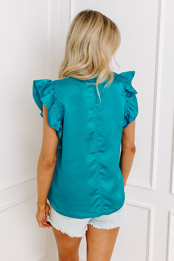 Margarita Happy Hour Satin Top in Turquoise Image - 4
