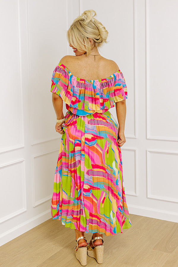 Antigua Vacay Pleated Midi Curves Image - 5