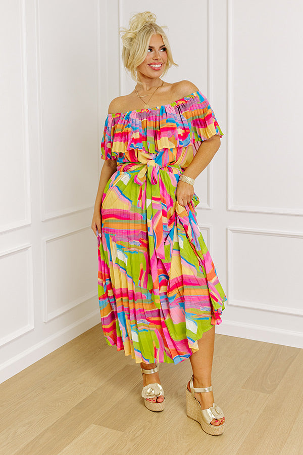 Antigua Vacay Pleated Midi Curves Image - 1