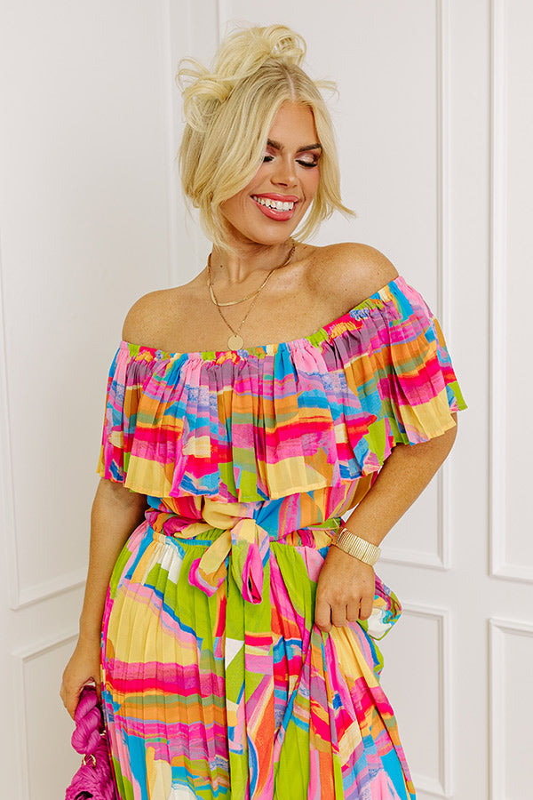 Antigua Vacay Pleated Midi Curves Image - 2