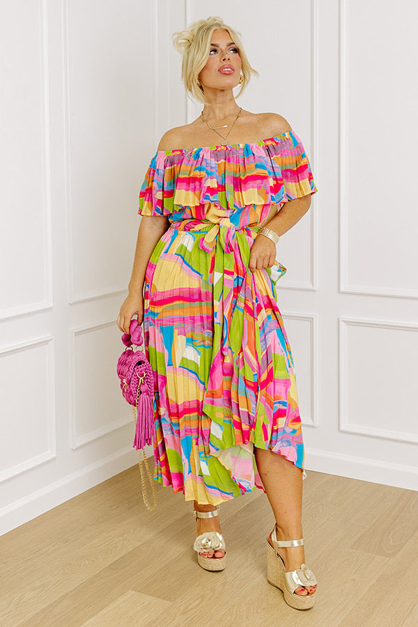 Antigua Vacay Pleated Midi Curves Image - 3