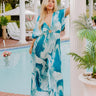 Miami Date Night Pleated Jumpsuit in Blue Curves Image - 1