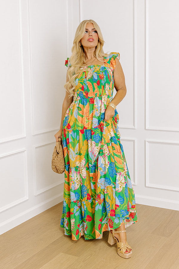 Life In The Tropics Smocked Maxi Dress Curves Image - 1