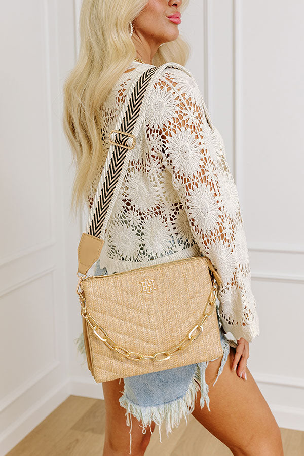 Midsummer Night's Raffia Woven Crossbody in Natural Image - 1