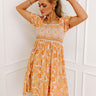 Fan Fav Smocked Floral Mini Dress in Orange Image - 1