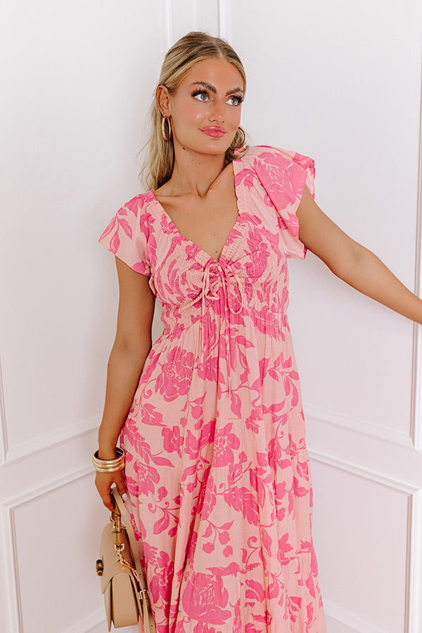 Sending Love Notes Floral Maxi Dress in Pink Image - 3