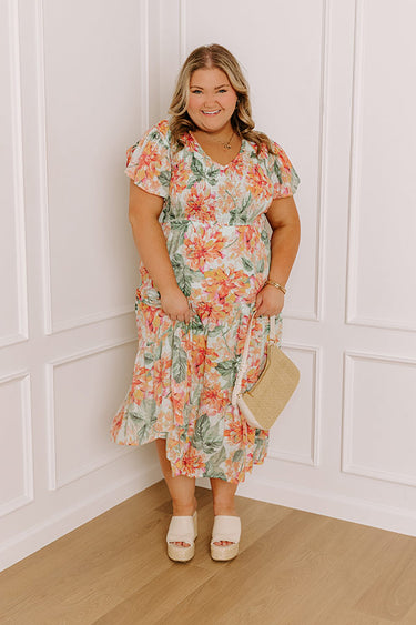 SANGRIA BLOOM WOVEN MIDI DRESS