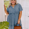 Greece Tour Chambray Mini Dress Curves Image - 1