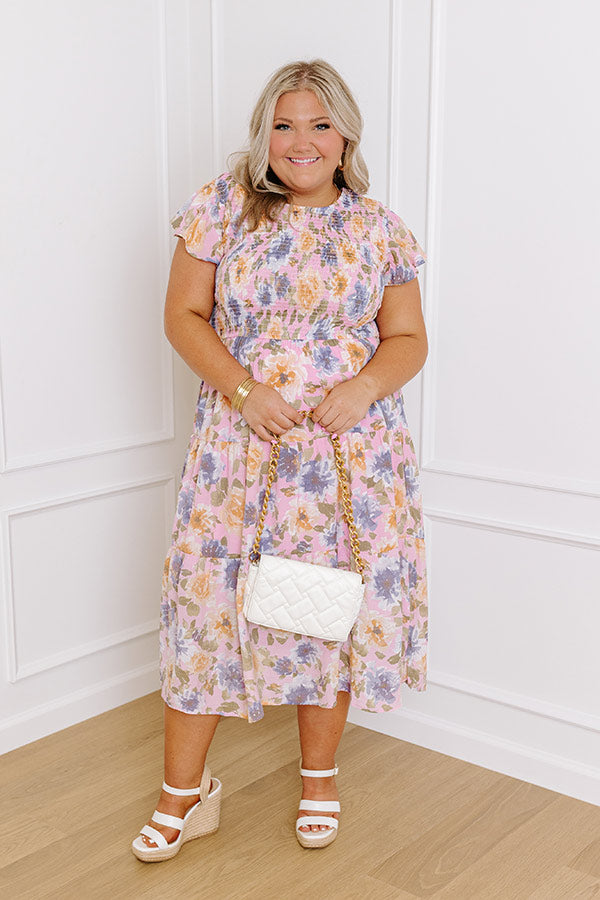 Rooftop Garden Smocked Midi Curves Image - 1