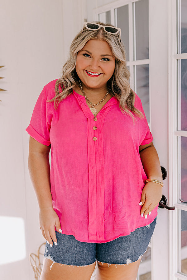 Paradise Is Calling Embroidered Shift Top In Pink Curves main image 1