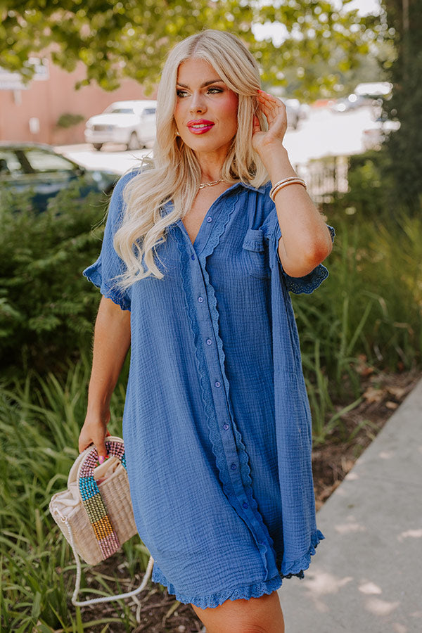 Nashville Stroll Shift Dress in Blue Curves Image - 4