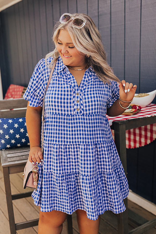 Bow Back Annie Dress- Royal Mini Gingham main image 1