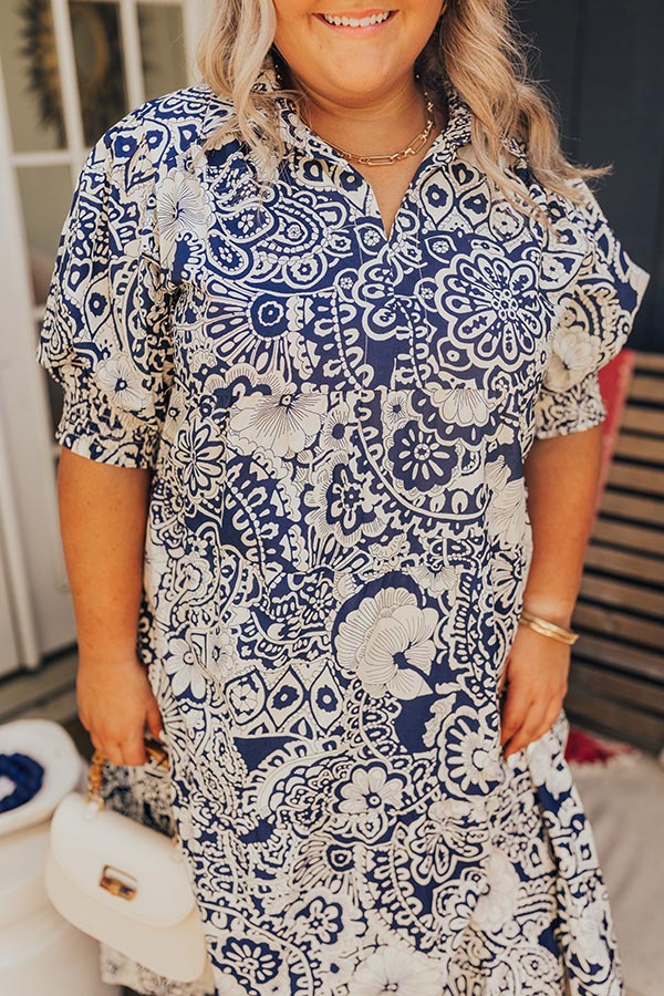 Sunday in St. Cloud Paisley Midi in Navy Curves Image - 3