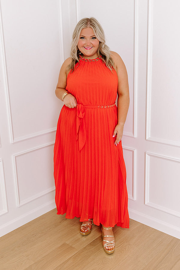 VIP Party Pleated Maxi Dress in Red Curves