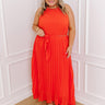 VIP Party Pleated Maxi Dress in Red Curves Image - 1