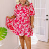 Vacay Ready Floral Mini Dress in Hot Pink Curves Image - 1
