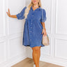 Sweet Glance Mineral Wash Mini Dress in Blue Curves Image - 1