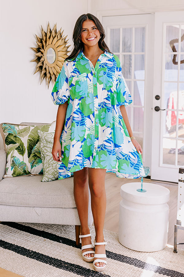Tropical Vacay Button Down Mini Dress Image - 5
