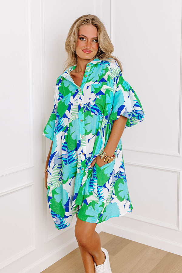 Tropical Vacay Button Down Mini Dress Image - 1
