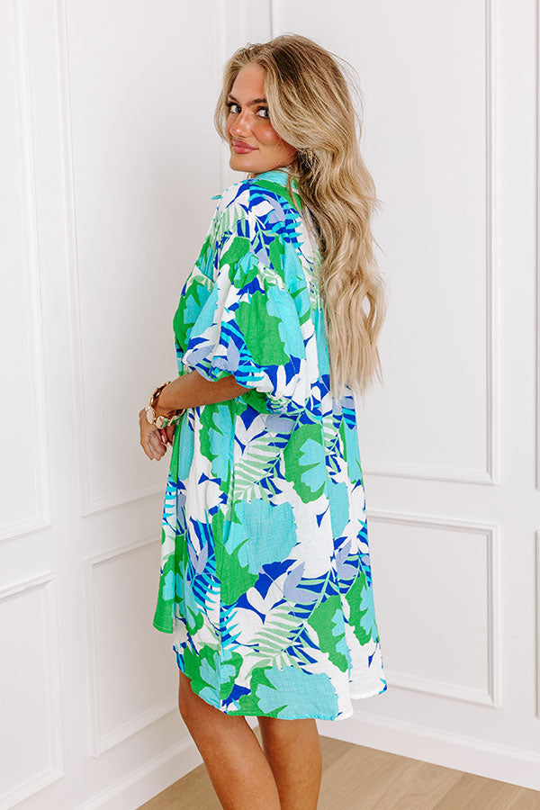 Tropical Vacay Button Down Mini Dress Image - 3