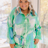 Sorbet Smiles Satin Button Up in Ocean Wave Curves Image - 1
