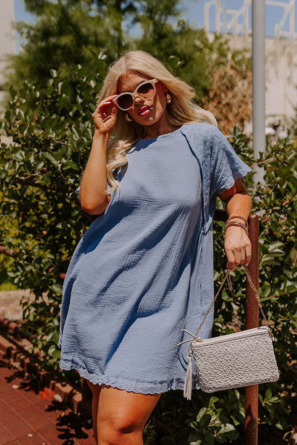 Sunday Mornings Eyelet Shift Dress in Airy Blue Curves – Impressions ...