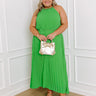 VIP Party Pleated Maxi Dress in Kelly Green Curves Image - 1