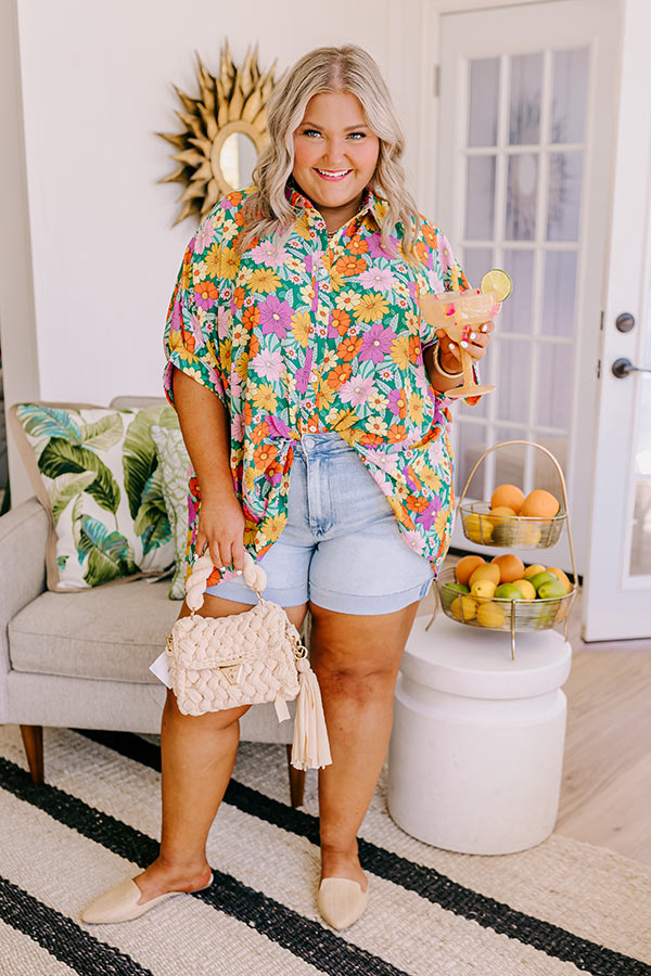 Flower Power Shift Top in Green Curves Image - 1