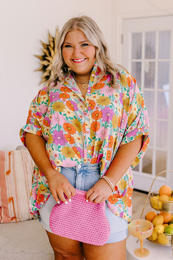 Flower Power Shift Top in Cream Curves Image - 1