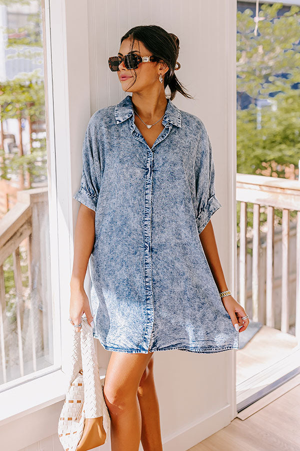 Park Stroll Chambray Shift Dress Image - 2