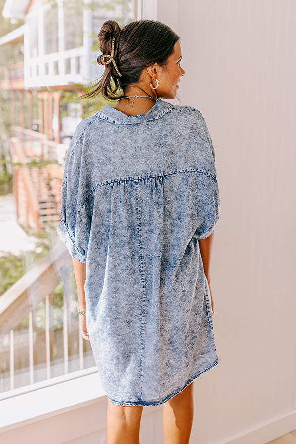 Park Stroll Chambray Shift Dress Image - 5