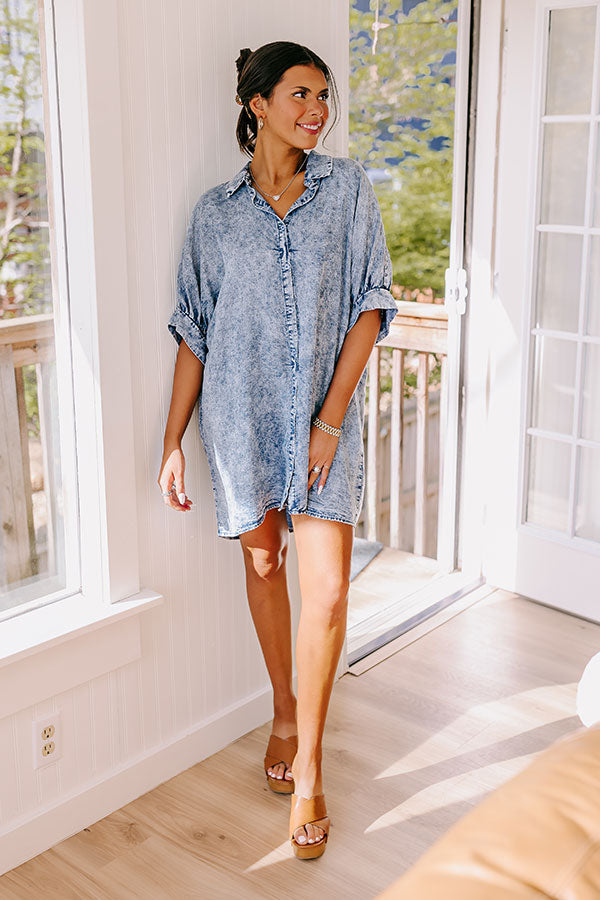 Park Stroll Chambray Shift Dress Image - 3