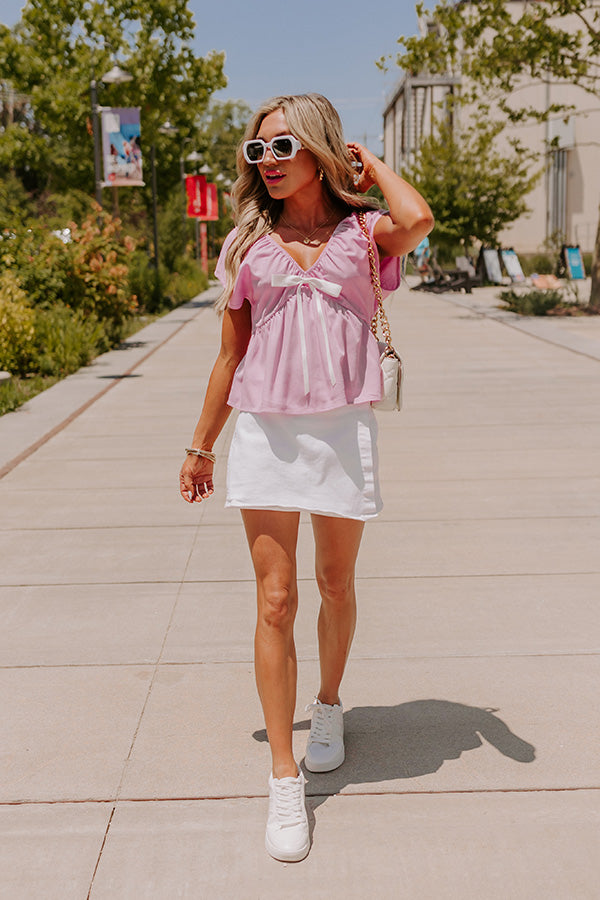 Caught Crushing Linen-Blend Top in Violet Image - 2