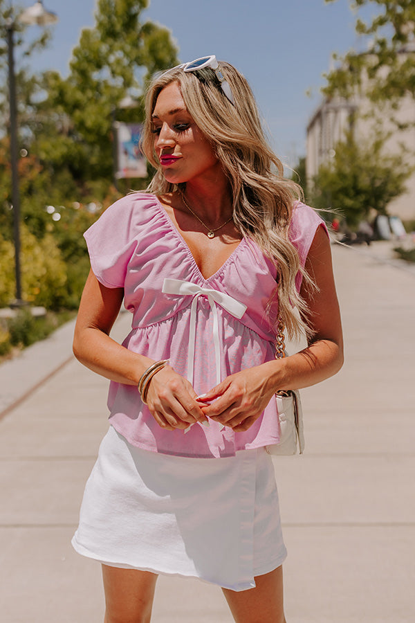 Caught Crushing Linen-Blend Top in Violet Image - 3