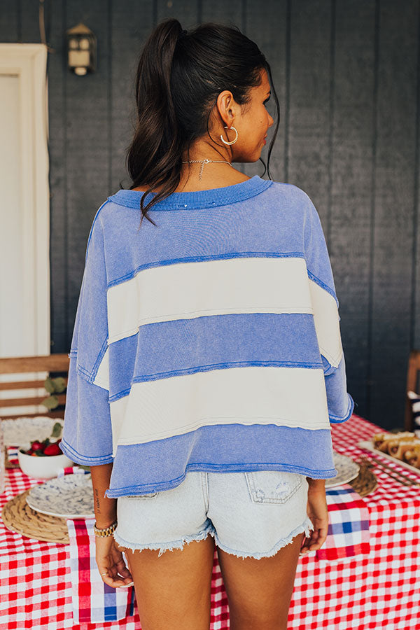 Stripes and Sparklers Vintage Wash Tee in Blue Image - 5