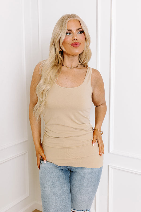 Easily Styled Seamless Tank in Beige Curves