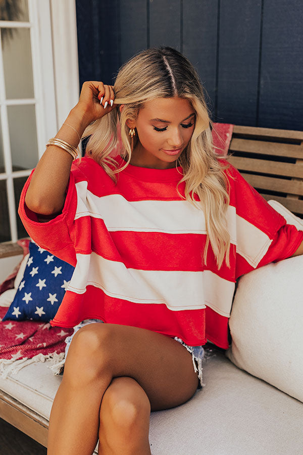 Stripes and Sparklers Vintage Wash Tee in Red Image - 1