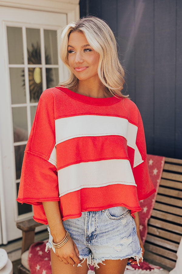 Stripes and Sparklers Vintage Wash Tee in Red Image - 2