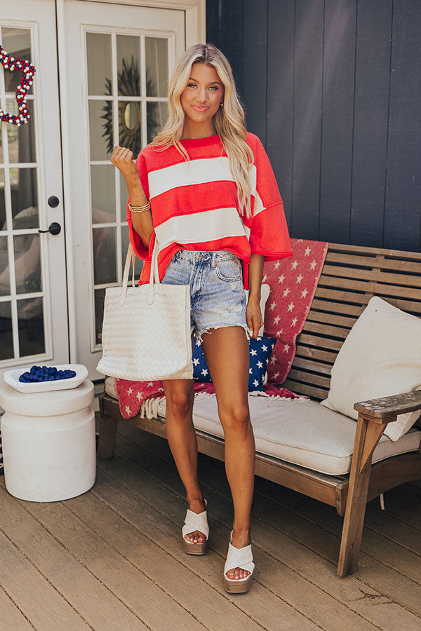 Stripes and Sparklers Vintage Wash Tee in Red Image - 4