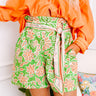 Aruba Cruise High Waist Linen-Blend Shorts in Kelly Green Image - 1